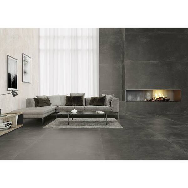 Керамограніт Cerrad Gres Modern Concrete Silky Cristal Graphite Lapp 79,7x79,7 см, фото 4
