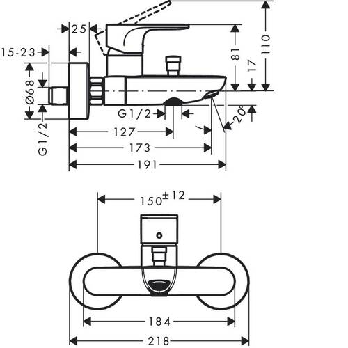 Змішувач для ванни Hansgrohe Rebris S 72440000, фото 2