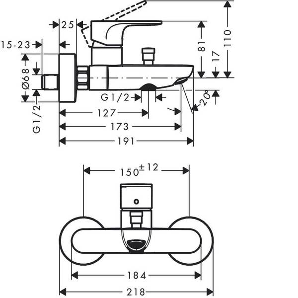 Змішувач для ванни Hansgrohe Rebris S 72440670, фото 2