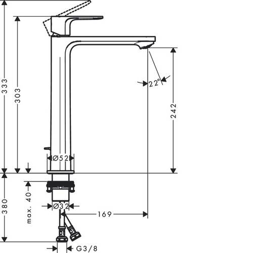 Смеситель для раковины Hansgrohe Rebris E 72581000, фото 2