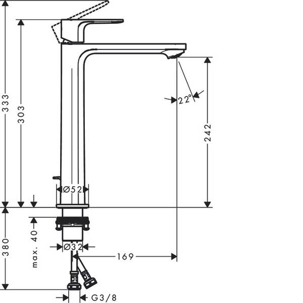 Смеситель для раковины Hansgrohe Rebris E 72581670, фото 2