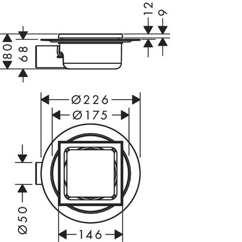 Душовий трап Hansgrohe RainDrain Spot 56055800 з решіткою 150х150 мм, фото 3