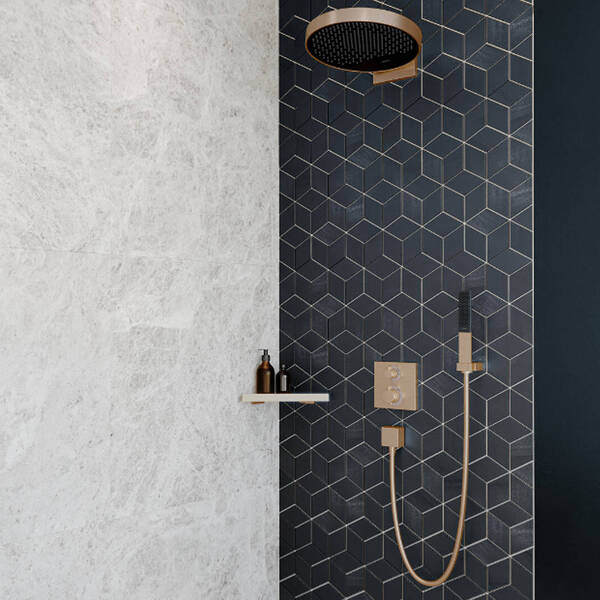 Змішувач прихованого монтажу для душу Hansgrohe Ecostat Square 15714140 з термостатом, бронза матовий, фото 3