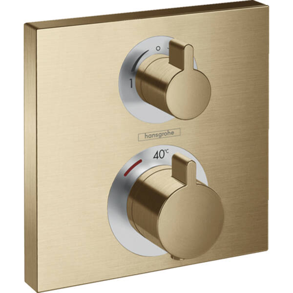 Змішувач прихованого монтажу для душу Hansgrohe Ecostat Square 15714140 з термостатом, бронза матовий, фото 1