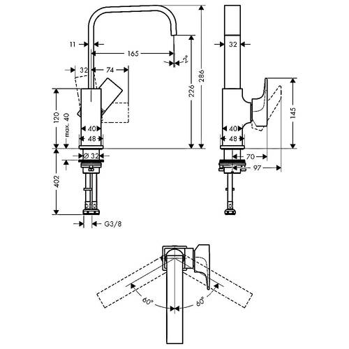 Смеситель для раковины Hansgrohe Metropol 32511140 бронза, фото 2