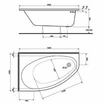 Ванна акриловая KOLO Elipso XWA0661000 асимметричная левая 160x100 см с ножками, фото №4