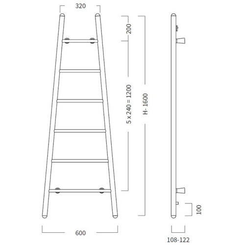 Полотенцесушитель электрический Instal Projekt Escada ESCE1-60/160C31 1600х600 мм с круглым сечением, черный мат 160 Вт, фото 3
