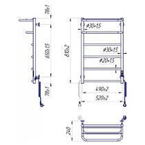Рушникосушарка електрична Mario Hotel-І 800х530/240 TR К 810х520 мм хром 95 Вт, фото №2