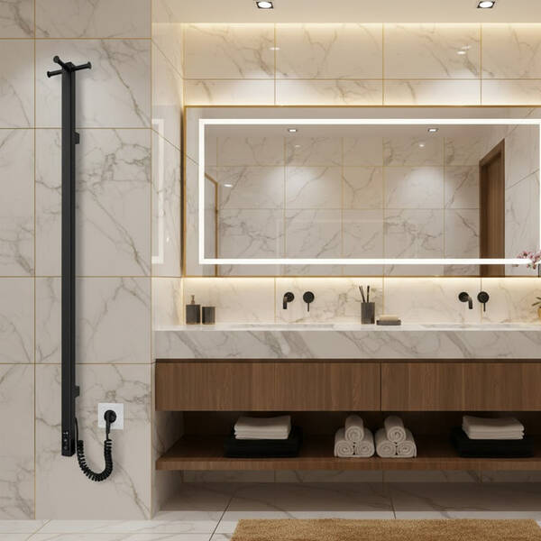 Рушникосушарка електрична Mario Рей Кубо-І 1100x30/130 TR 1100х30 мм чорний мат 30 Вт, фото 1