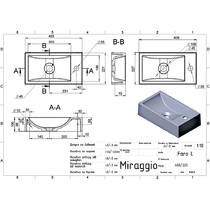 Раковина Miraggio Faro L Mirastone Black Shine 40 см черный матовый, фото №2