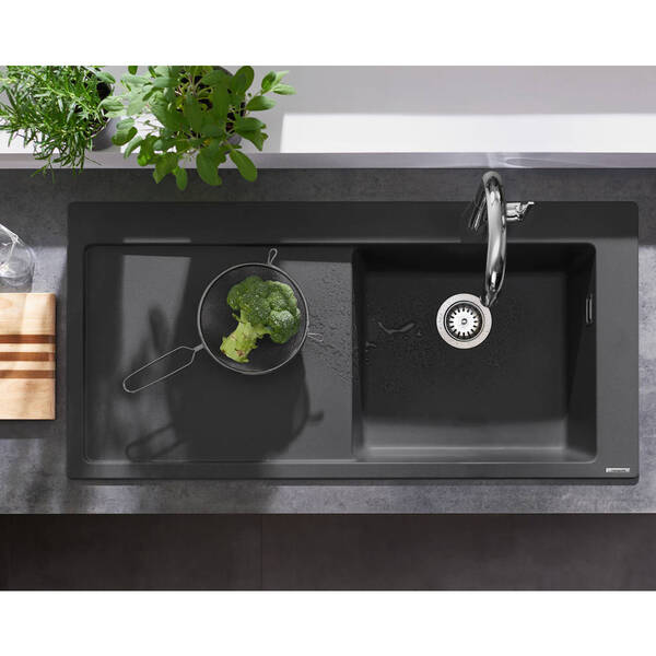 Мойка для кухни Hansgrohe S51 43314170 с сушилкой слева, черный графит, фото 5