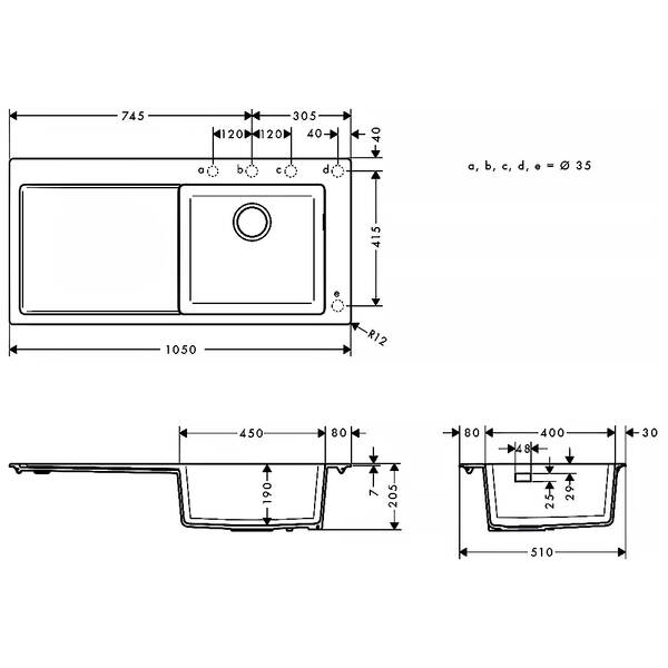 Мойка для кухни Hansgrohe S51 43314170 с сушилкой слева, черный графит, фото 2