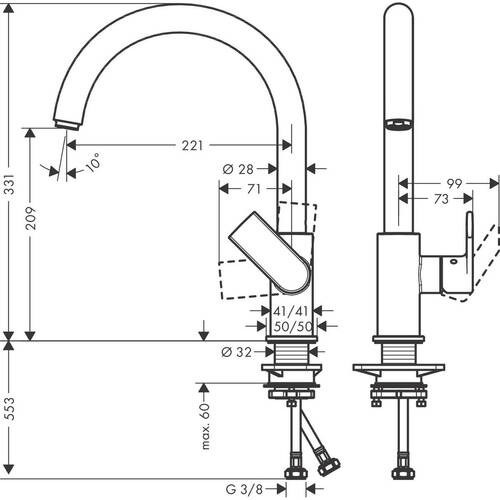 Смеситель для кухни Hansgrohe Vernis Shape M35 71871000, фото 2