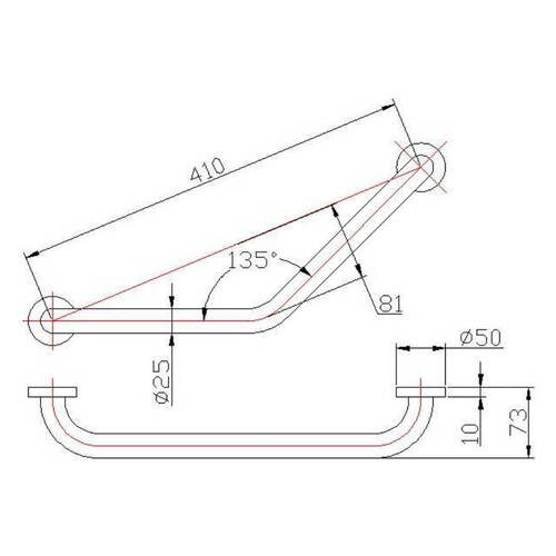 Поручень Genwec GW05 22 06 02 хром, фото 3
