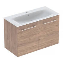 Тумба с раковиной Geberit Selnova Square 501.262.00.1 подвесная 100 см орех темный, фото №1