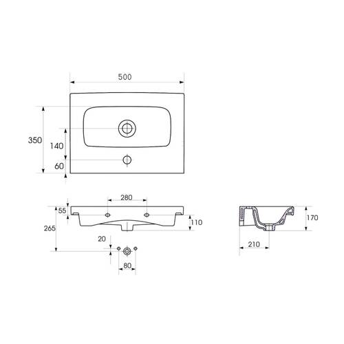 Тумба з раковиною Cersanit Moduo Slim СЕТ B02 50 см білий, фото 3