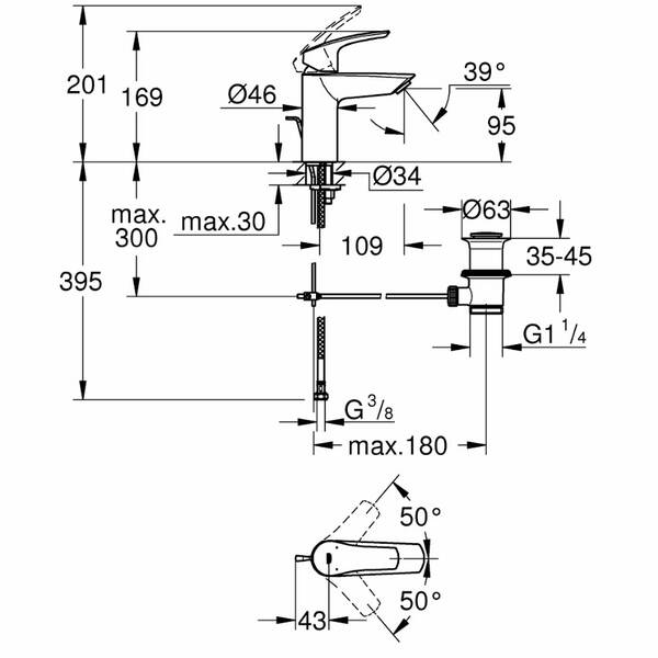 Змішувач для раковини Grohe Eurosmart 33265003, фото 5