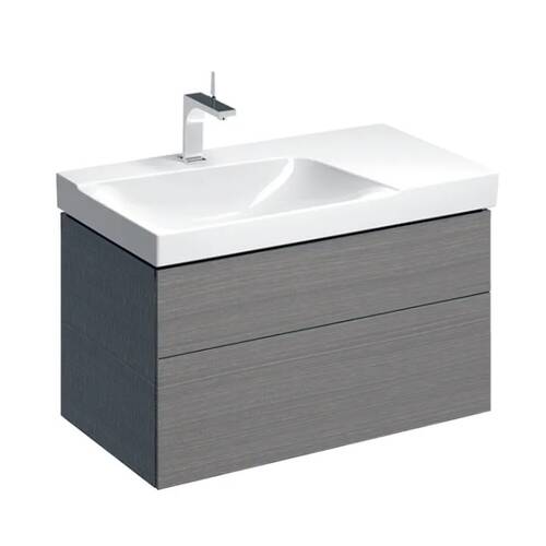 Тумба для асиметричної раковини Geberit Xeno2 500.515.43.1, 90 см, колір сірий із структурою дерева, фото 1