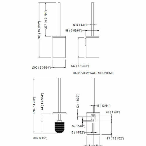 Щітка для унітазу GENWEC Nimbus GW05 79 04 03 чорний матовий, фото 3