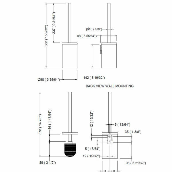 Щітка для унітазу GENWEC Nimbus GW05 79 04 03 чорний матовий, фото 3