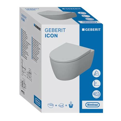 Подвесной унитаз Geberit iCon 501.664.00.1 Rimfree, с крышкой дюропласт, фото 5