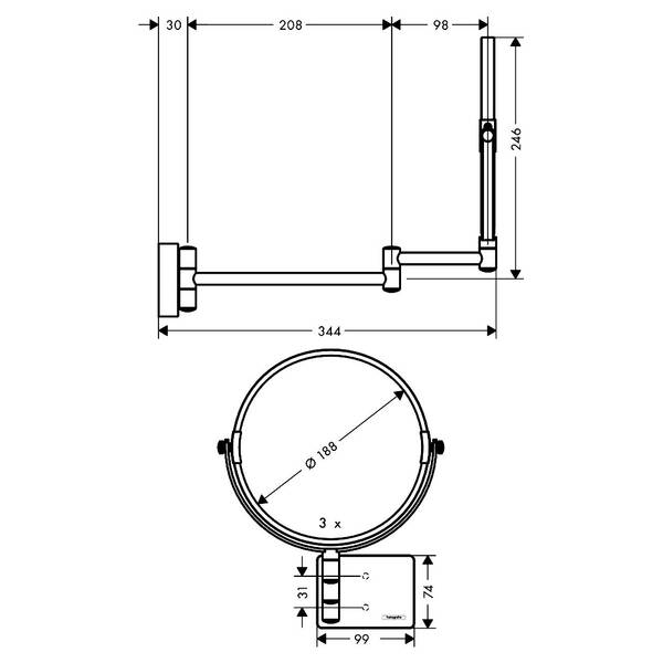 Косметичне дзеркало Hansgrohe AddStoris 41791990 золото, фото 2