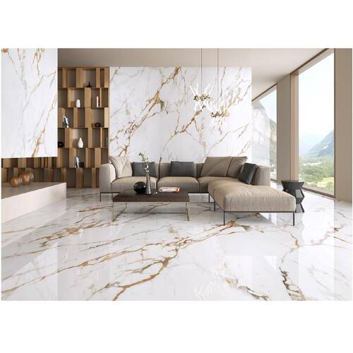 Керамограніт ITT Ceramic Calacatta Gold Polished 6mm 120х300 см, фото 2
