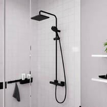 Душова система Hansgrohe Vernis Shape 26097670 з термостатом, чорний матовий, фото №1