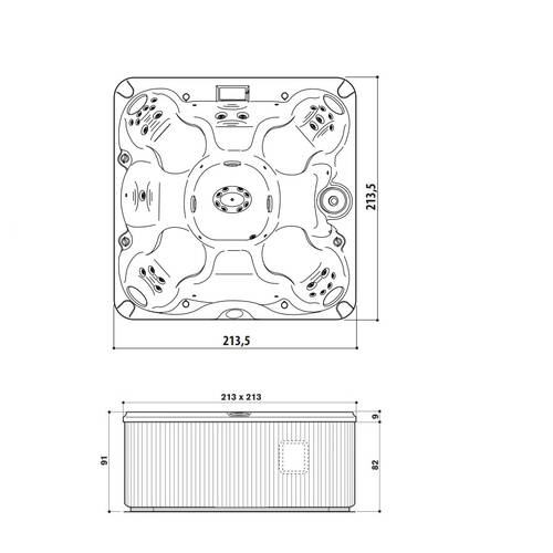 Минибассейн JACUZZI J-245 с теплоизоляцией и двумя крышами, 213x213xh91 Silver Wood/Platinum, фото 4