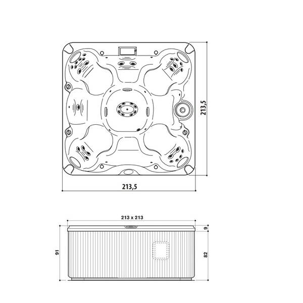 Минибассейн JACUZZI J-245 с теплоизоляцией и двумя крышами, 213x213xh91 Silver Wood/Platinum, фото 4