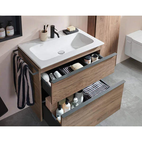 Тумба з раковиною Geberit iCon 502.337.JH.1 підвісна 90 см дуб, фото 6