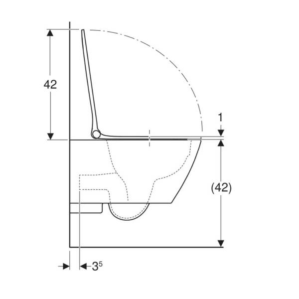 Унітаз підвісний Geberit Smyle Square 500.685.01.1 Rimfree, із сидінням Soft Close (Sandwich), фото 5