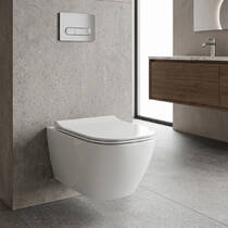Унітаз підвісний Geberit Smyle Square 500.685.01.1 Rimfree, із сидінням Soft Close (Sandwich), фото №1