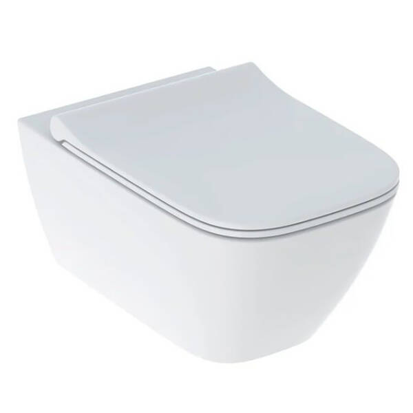 Унітаз підвісний Geberit Smyle Square 500.685.01.1 Rimfree, із сидінням Soft Close (Sandwich), фото 1