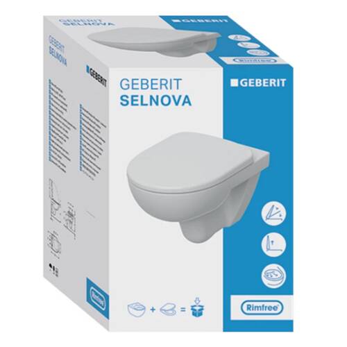 Унітаз підвісний Geberit Selnova Rimfree 501.751.00.1 із сидінням Soft Close, фото 2