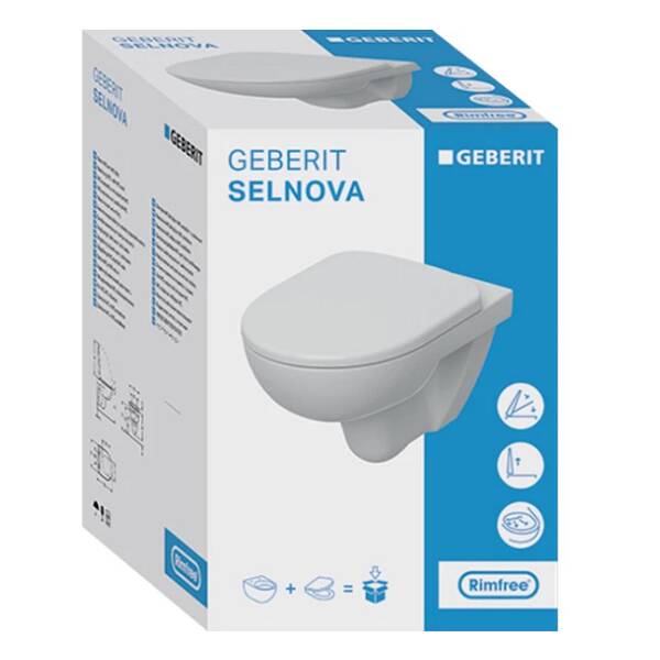 Унітаз підвісний Geberit Selnova Rimfree 501.751.00.1 із сидінням Soft Close, фото 2