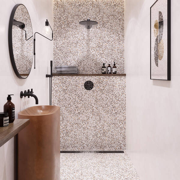 Керамограніт Golden Tile Oasis Concrete Terazzo Айворі OSА910 120х60, фото 2