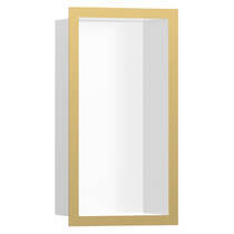 Настенная ниша Hansgrohe XtraStoris Individual 56096990 с дизайнерской рамкой 30х15х10 см, белый матовый/полированное золото, фото №1
