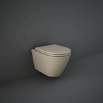 Унитаз подвесной RAK Ceramics FEELING RSTSC3901514 + RST23514 безободковый с сиденьем Soft Close, матовый капучино, фото №2