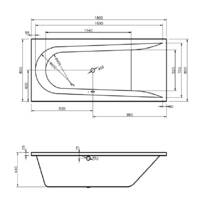 Ванна акрилова VAYER Boomerang 180x80 см посилений борт, з ніжками WBW001,злив по центру, фото №3