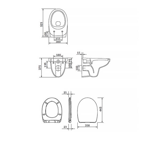 Унітаз підвісний Cersanit Cersania СЕТ 469 із сидінням Soft close, фото 3