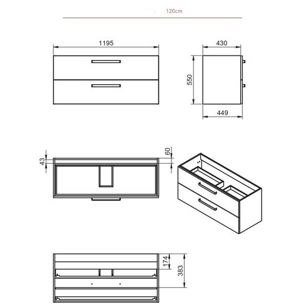 Тумба с раковиной Devit Fresh 073818W 120 см белая с белыми ручками, фото 3