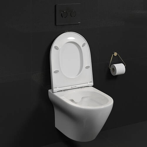 Унітаз підвісний Cersanit Larga S701-472 Cleanon із сидінням Slim, Soft Close (СЕТ B331), фото 4