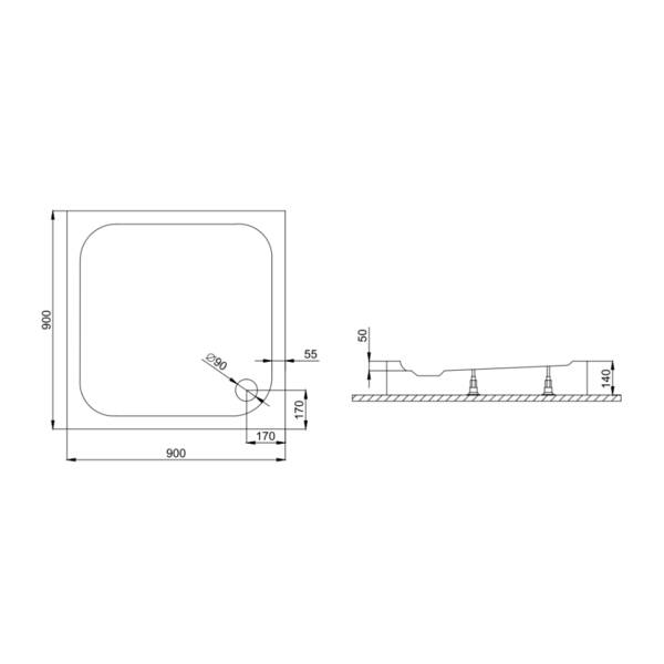 Душевой поддон Primera BASIC BAS1090 90x90 см квадратный, без сифона, фото 3