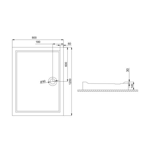 Душевой поддон Primera Basic BAS1012 120x80 см прямоугольный без сифона, фото 2