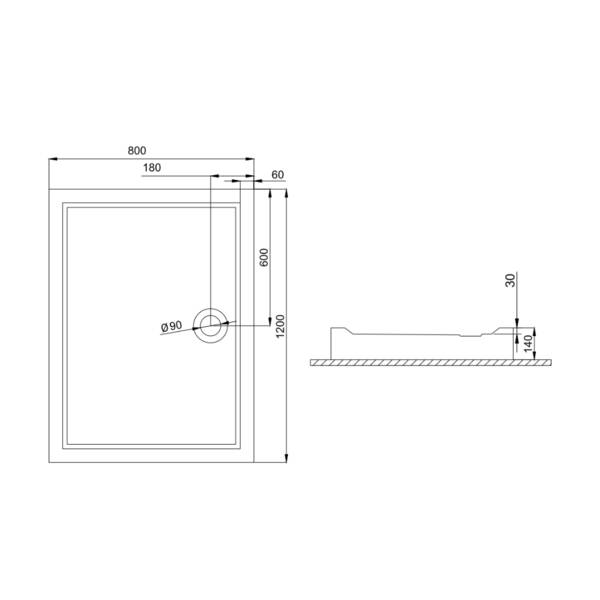 Душевой поддон Primera Basic BAS1012 120x80 см прямоугольный без сифона, фото 2