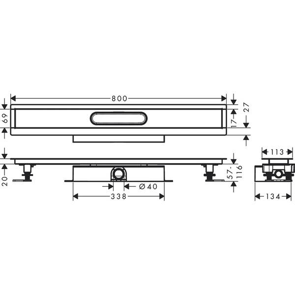 Монтажний комплект для душових каналів Hansgrohe uBox Universal 56018180 DN40 800 мм, фото 2