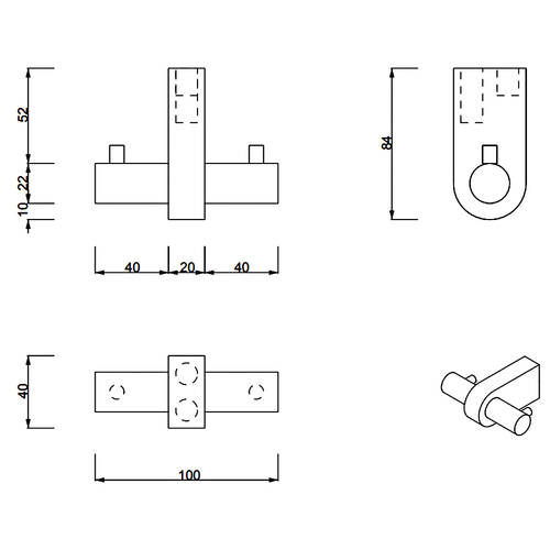 Крючок Decor Walther Century HAK2 0586000 двойной, хром, фото 2