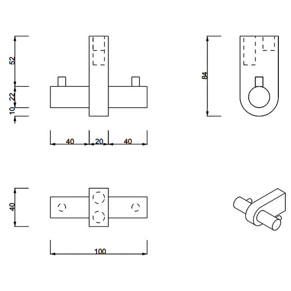 Крючок Decor Walther Century HAK2 0586000 двойной, хром, фото 2