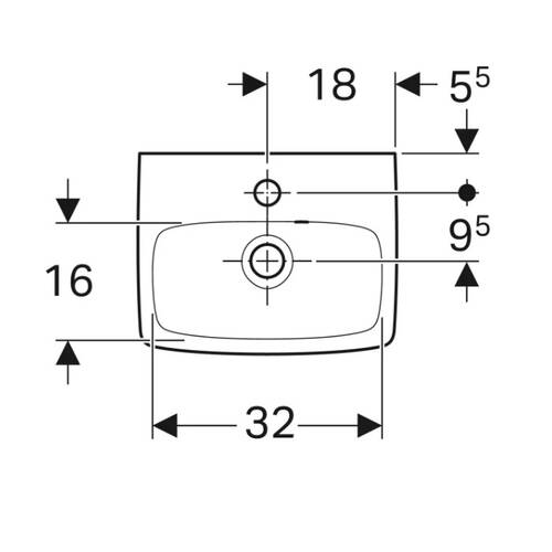Раковина Geberit Selnova Square 500.316.01.1, 36см, с асимметричным переливом, фото 3